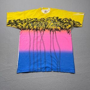 Vintage Shirt Men XL Made in USA Palms Casino Oasis Miami Pastel‎ Dye 80s